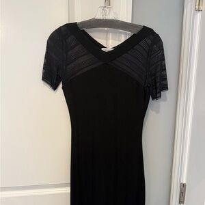 Bailey 44 Black Mesh Sleeve Midi Dress